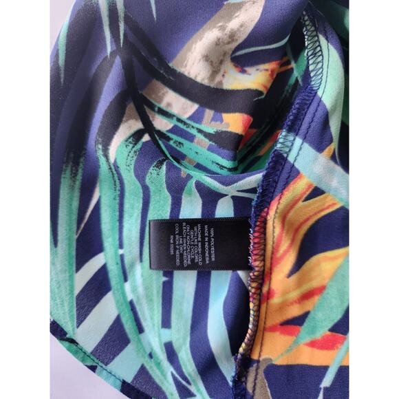 Express Backless Tank Top Blouse Tropical Hawaiian Back Bow Cutout Women Small - Picture 7 of 11